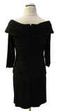 IRRESISTIBLE BLACK WIDE NECK RUCHED 3/4 SLEEVE OCCASION DRESS SIZE 16