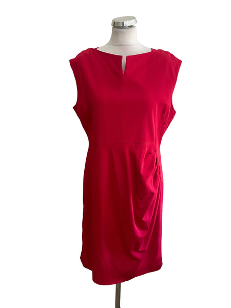 LK BENNETT RASPBERRY PINK SLEEVELESS PENCIL DRESS SIZE 18