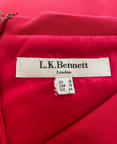 LK BENNETT RASPBERRY PINK SLEEVELESS PENCIL DRESS SIZE 18