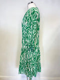 SMITH & SOUL GREEN PRINT 3/4 SLEEVED TIERED SUMMER DRESS SIZE XS