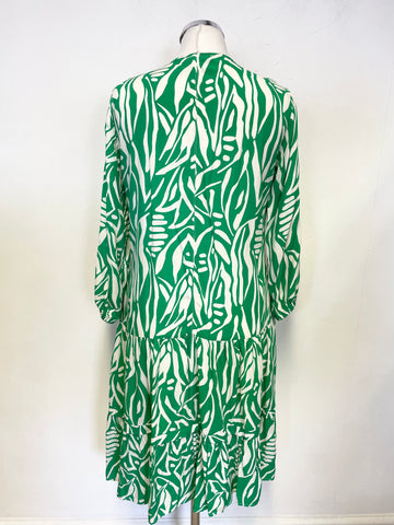 SMITH & SOUL GREEN PRINT 3/4 SLEEVED TIERED SUMMER DRESS SIZE XS
