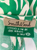 SMITH & SOUL GREEN PRINT 3/4 SLEEVED TIERED SUMMER DRESS SIZE XS
