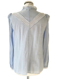 ME+EM BLUE COTTON LACE TRIMMED SHIRT SIZE 10