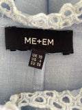 ME+EM BLUE COTTON LACE TRIMMED SHIRT SIZE 10