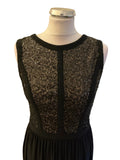 NIGHTWAY BLACK BEADED BODICE LONG EVENING DRESS  SIZE 10