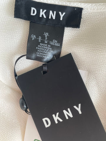 BRAND NEW DKNY IVORY WRAP ACROSS LONG SLEEVE BLOUSE SIZE S