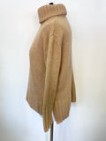 REISS EVELYN CAMEL WOOL & CASHMERE POLO NECK JUMPER SIZE S