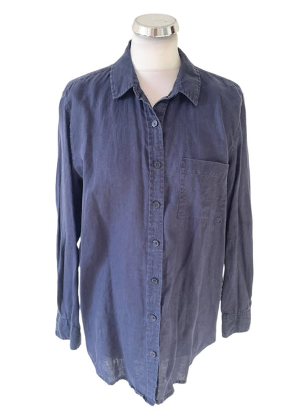 JOULES 100% LINEN NAVY BLUE SHIRT SIZE 14