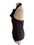 COAST 100% SILK BLACK HALTER NECK FITTED TOP WITH TIE BOW SIZE 10