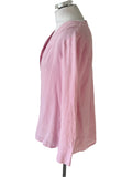 JAEGER 100% LINEN PINK V NECK LONG SLEEVE TUNIC TOP SIZE 10