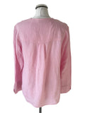 JAEGER 100% LINEN PINK V NECK LONG SLEEVE TUNIC TOP SIZE 10