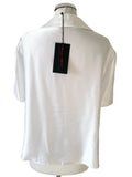BRAND NEW FRANK USHER WHITE SATIN SHORT SLEEVE TOP SIZE 18