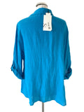 BRAND NEW ZARA LINEN TURQUOISE LONG SLEEVE SHIRT SIZE XXL