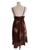 MONSOON BROWN FLORAL PRINT FINE STRAP MIDI DRESS  SIZE 14
