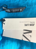 BRAND NEW ZARA LINEN TURQUOISE LONG SLEEVE SHIRT SIZE XXL