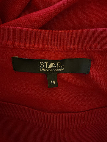 STAR BY JULIA MACDONALD RED BOAT NECK ASYMMETRIC JUMPER  SIZE 14