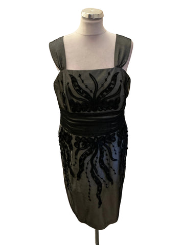 CONDICI 100% SILK EMBELLISHED MESH OVERLAY SPECIAL OCCASION PENCIL DRESS SIZE 16