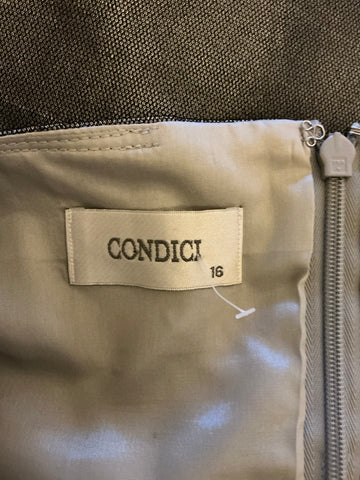 CONDICI 100% SILK EMBELLISHED MESH OVERLAY SPECIAL OCCASION PENCIL DRESS SIZE 16