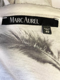MARC AUREL GREY LONG SLEEVED FEATHER PRINT TOP SIZE 40 UK 14