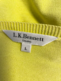 LK BENNETT BIBI LIME SILK & COTTON 3/4 SLEEVE CARDIGAN SIZE L