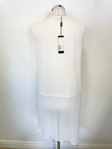 BRAND NEW STAR BY JULIEN MACDONALD WHITE TIERED SLEEVELESS TOP WITH NECKLACE SIZE 14