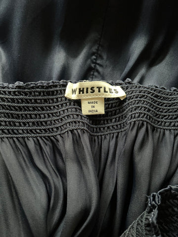 WHISTLES NAVY BLUE TIE STRAP WIDE CROPPED LEG JUMPSUIT SIZE 8
