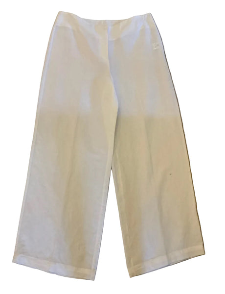 CREA CONCEPT WHITE LINEN MIX WIDE LEG TROUSERS SIZE 42 UK 14