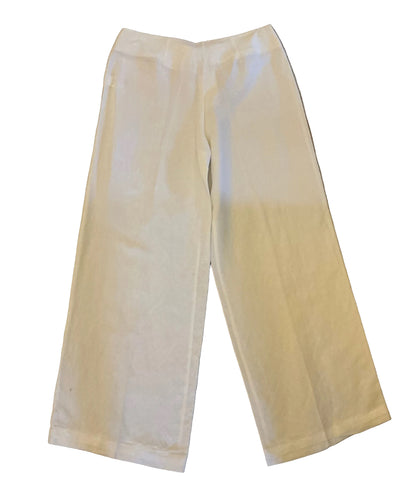 CREA CONCEPT WHITE LINEN MIX WIDE LEG TROUSERS SIZE 42 UK 14