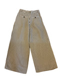 BRAND NEW ME+EM CREAM & KHAKI STRIPE WIDE LEG TROUSERS SIZE 8