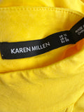 KAREN MILLEN YELLOW HIGH NECKLINE STRETCH JERSEY FIT & FLARE DRESS SIZE 10