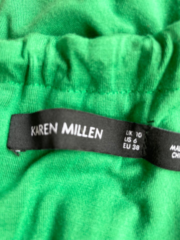 KAREN MILLEN EMERALD GREEN WITH GOLD CHAIN TRIM STRETCH JERSEY DRESS SIZE 10