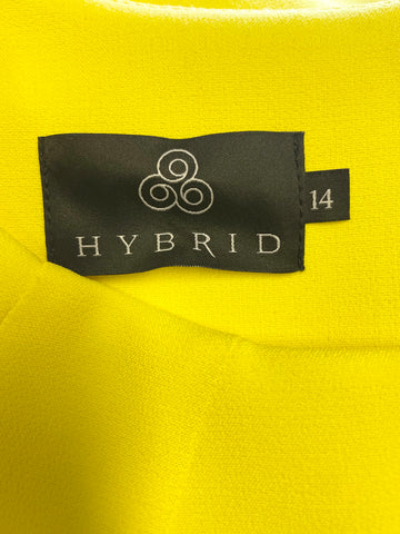 BRAND NEW HYBRID ILONA YELLOW CAP SLEEVED PENCIL DRESS  SIZE 14
