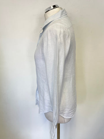 PURE COLLECTION 100% LINEN PALE BLUE COLLARED LONG SLEEVE SHIRT SIZE 10