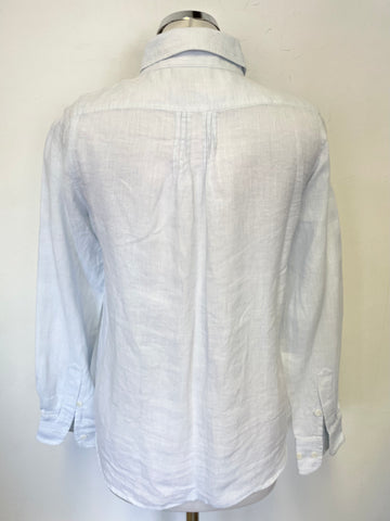 PURE COLLECTION 100% LINEN PALE BLUE COLLARED LONG SLEEVE SHIRT SIZE 10