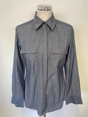 PURE COLLECTION DENIM BLUE COLLARED LONG SLEEVE SHIRT SIZE 10