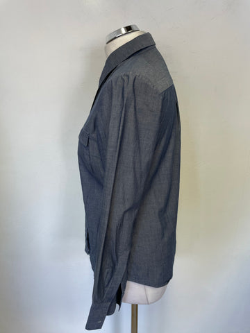 PURE COLLECTION DENIM BLUE COLLARED LONG SLEEVE SHIRT SIZE 10