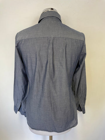 PURE COLLECTION DENIM BLUE COLLARED LONG SLEEVE SHIRT SIZE 10