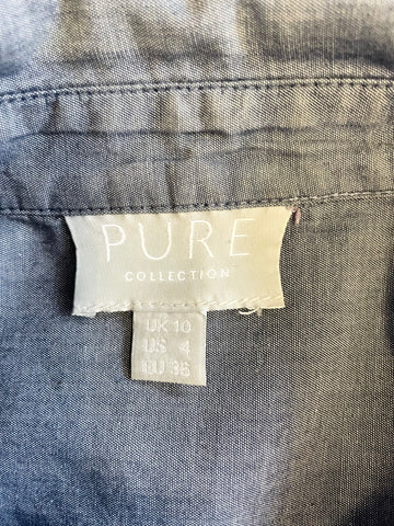 PURE COLLECTION DENIM BLUE COLLARED LONG SLEEVE SHIRT SIZE 10