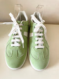 STRADIVARIUS MINT GREEN SUEDE LACE UP TRAINERS SIZE 5/38