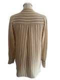 BRAND NEW WHISTLES 100% SILK MUSTARD STRIPE LONG SLEEVED BLOUSE SIZE 10
