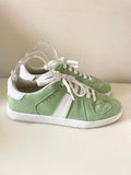 STRADIVARIUS MINT GREEN SUEDE LACE UP TRAINERS SIZE 5/38