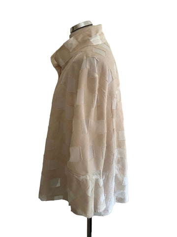JOSEPH RIBKOFF CREAM HIGH NECK 3/4 FLARED SLEEVE UNLINED JACKET SIZE 22