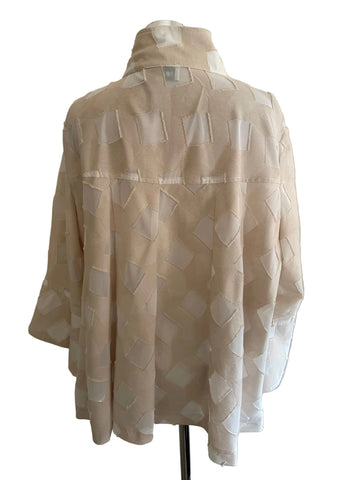 JOSEPH RIBKOFF CREAM HIGH NECK 3/4 FLARED SLEEVE UNLINED JACKET SIZE 22