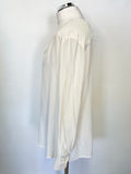 LK BENNETT TROY 100% SILK IVORY V NECK LONG SLEEVED BLOUSE SIZE 14