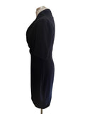 L.K. BENNET LAMARIE NAVY BLUE V NECK SHORT SLEEVED PENCIL DRESS  SIZE 10