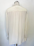 LK BENNETT TROY 100% SILK IVORY V NECK LONG SLEEVED BLOUSE SIZE 14