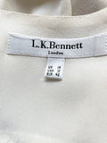 LK BENNETT TROY 100% SILK IVORY V NECK LONG SLEEVED BLOUSE SIZE 14