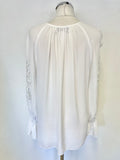 JOSEPH RIBKOFF WHITE EMBROIDERED LONG SLEEVED BLOUSE SIZE 16
