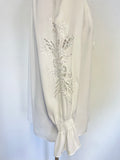 JOSEPH RIBKOFF WHITE EMBROIDERED LONG SLEEVED BLOUSE SIZE 16