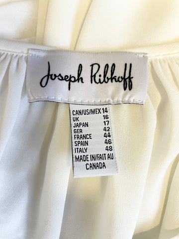 JOSEPH RIBKOFF WHITE EMBROIDERED LONG SLEEVED BLOUSE SIZE 16